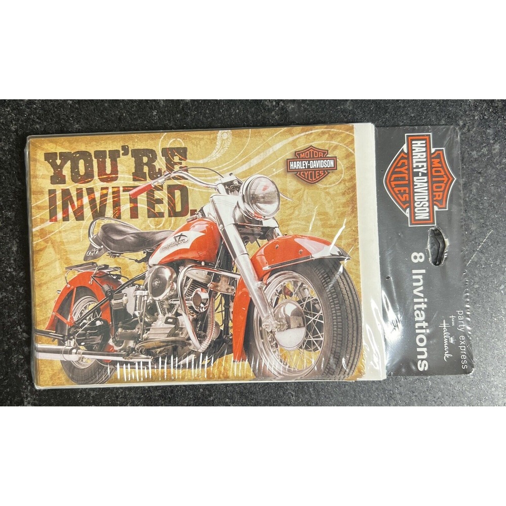 HARLEY-DAVIDSON 8 INVITATIONS CARDS /PARTY EXPRESS FROM HALLMARK NEW